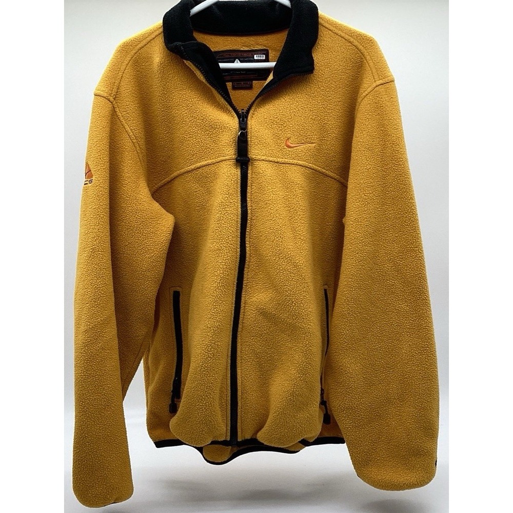 Nike ACG Thermal Layer 2 Yellow Fleece Zip Up Jacket Men's Size L Y2K VTG